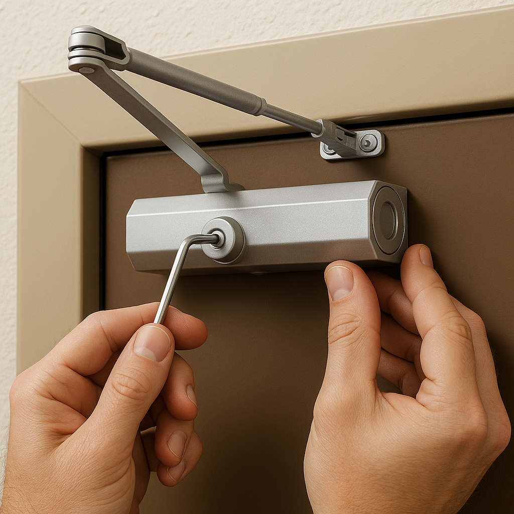 Adjusting door closer